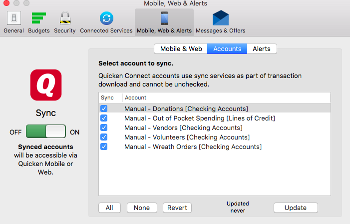 quicken for mac not updating accounts